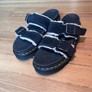 Dr. Martens Myles Faux Fur-Lined Buckle Slide Sandal